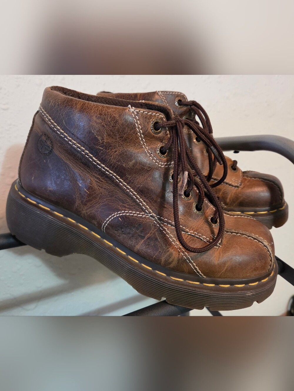 Dr. Martens Y2K Daisy Brown Leather Lace-Up Ankle Boots - Picture 5 of 9